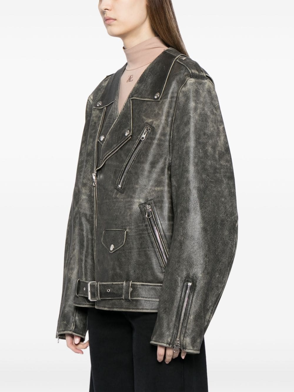 leather "Brown" biker jacket - 3