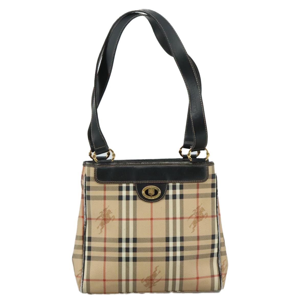 Burberry Nova Check Shoulder Bag Pvc Leather Beige - 13