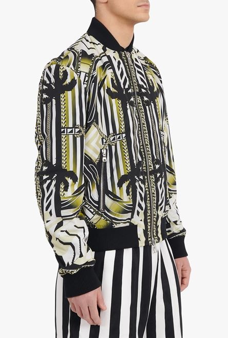 Nylon bomber jacket with multicolor print - 8
