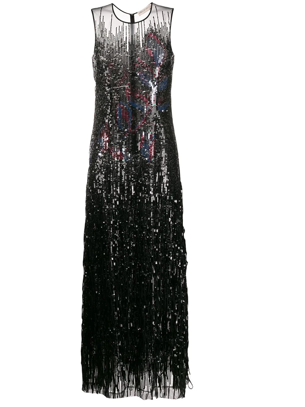 floral motif sequin gown - 1