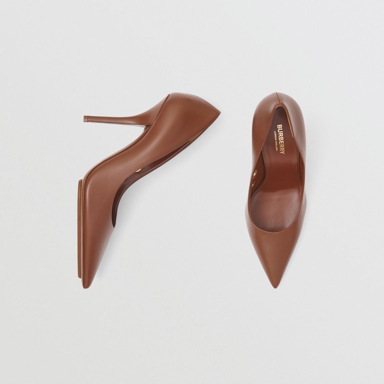 Eyelet Detail Leather Point-toe Pumps - 6