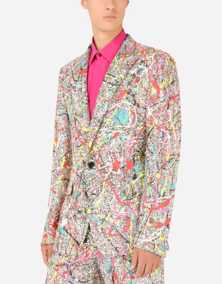 Sequined Sicilia-fit jacket with color splash print - 4