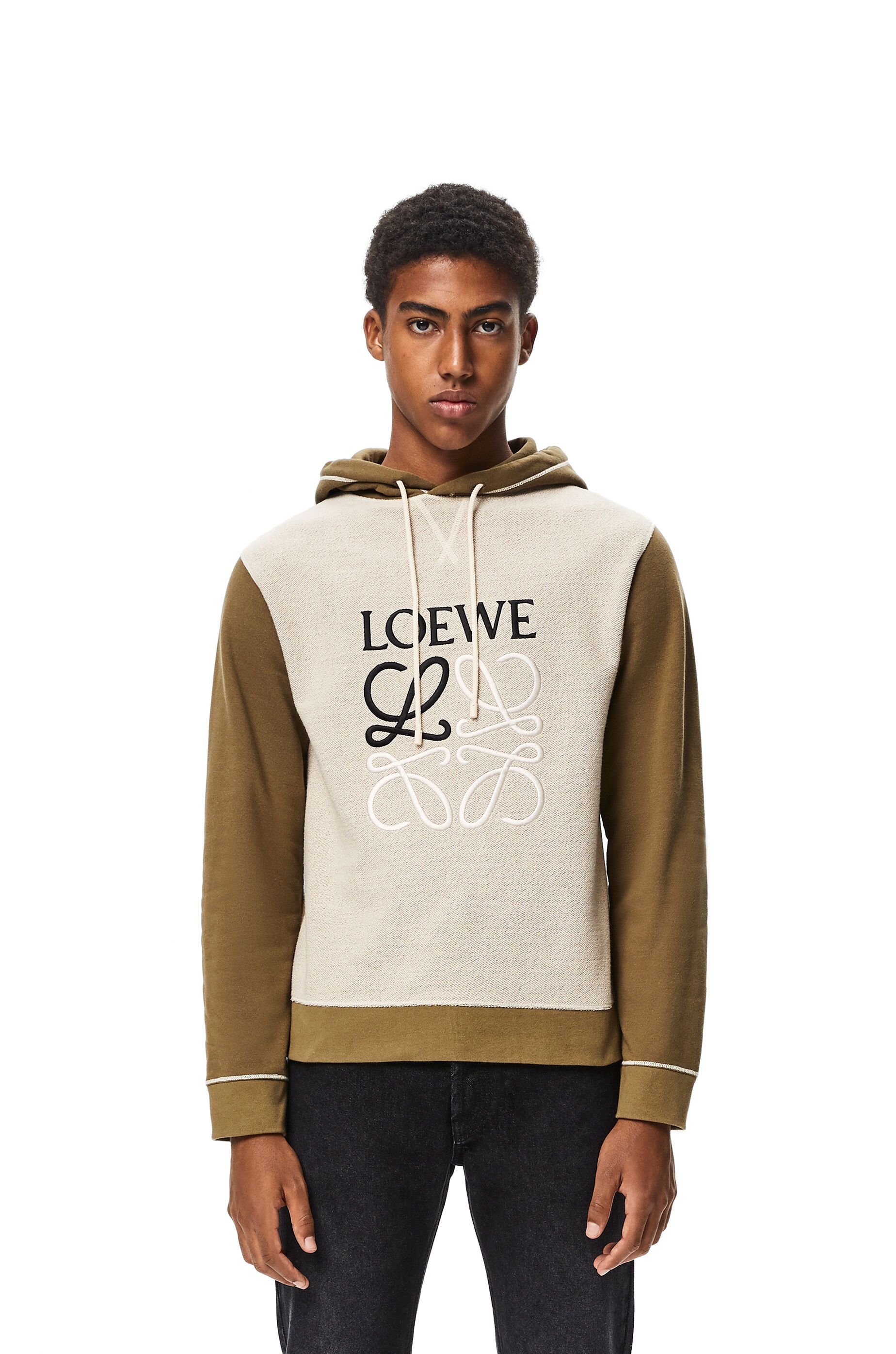 LOEWE Anagram embroidered hoodie in cotton - 3