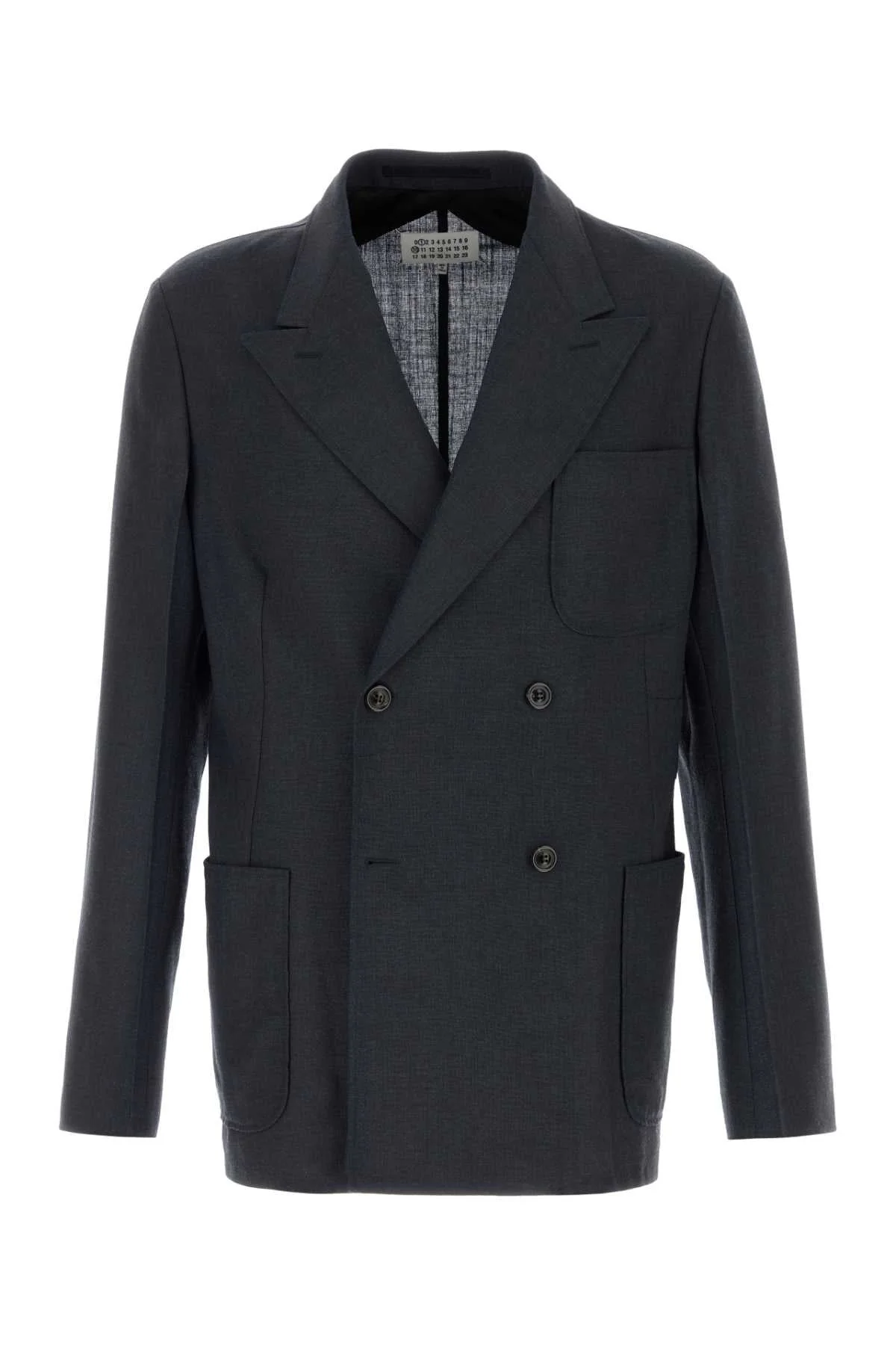 Maison Margiela Men Denim Blue Wool Blazer - 1