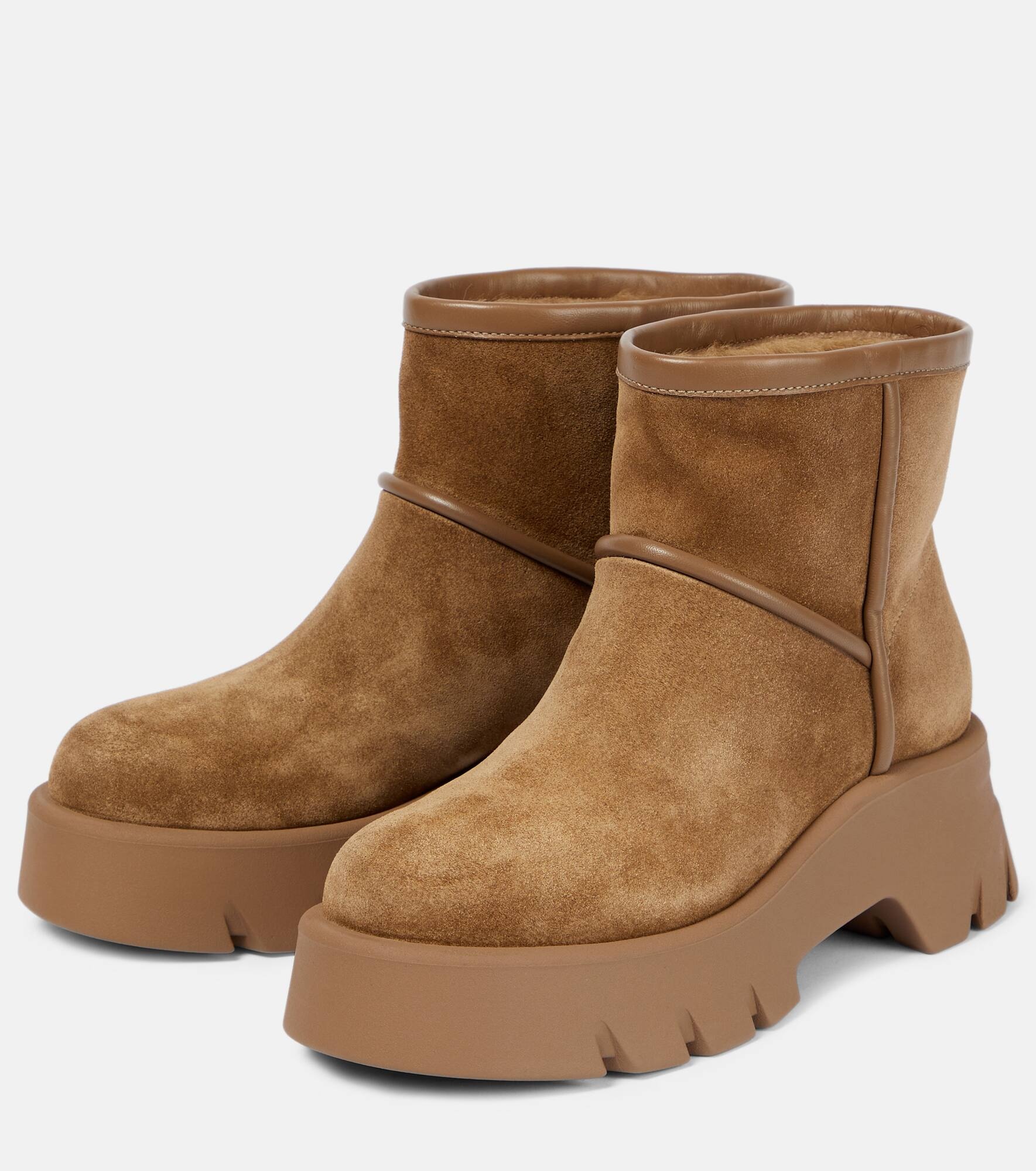 Shearling-lined suede ankle boots - 5