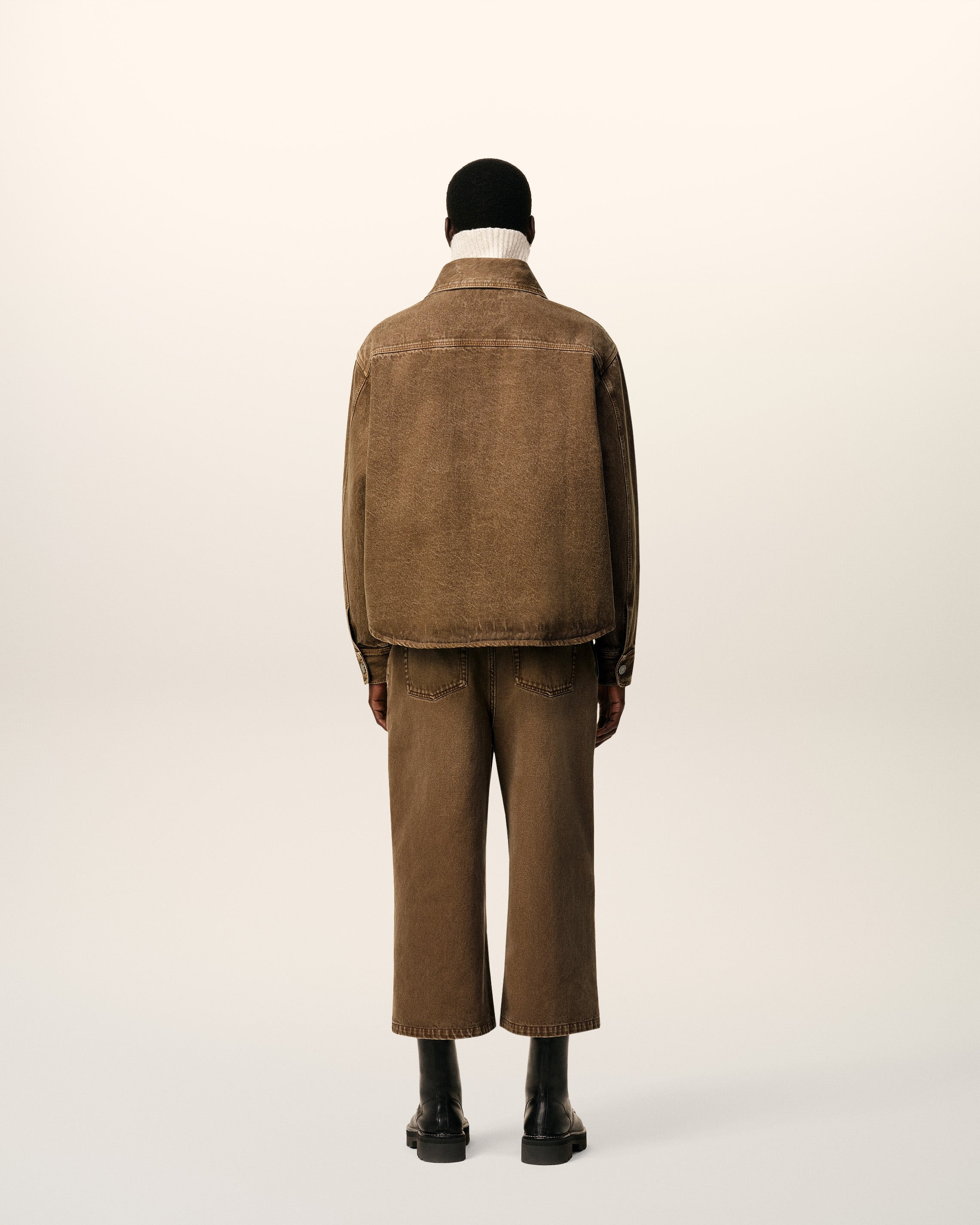 BROWN COTTON AMI DE COEUR OVERSHIRT - 5