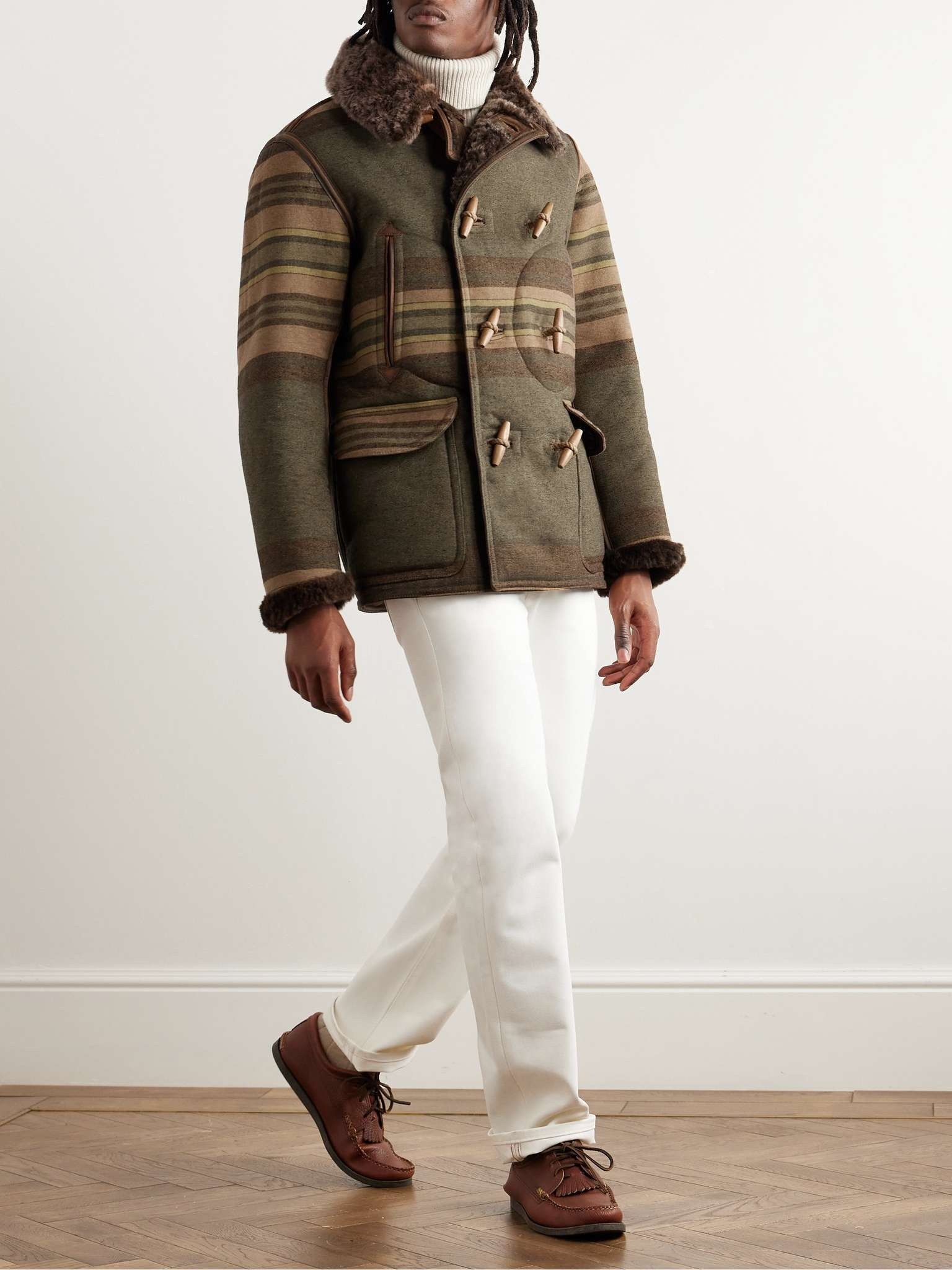 RRL by Ralph Lauren Seaberg Striped Shearling Jacket mrporter