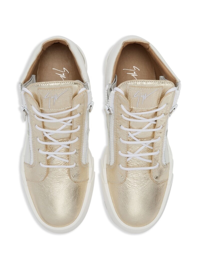 high-top leather zip-up sneakers - 4