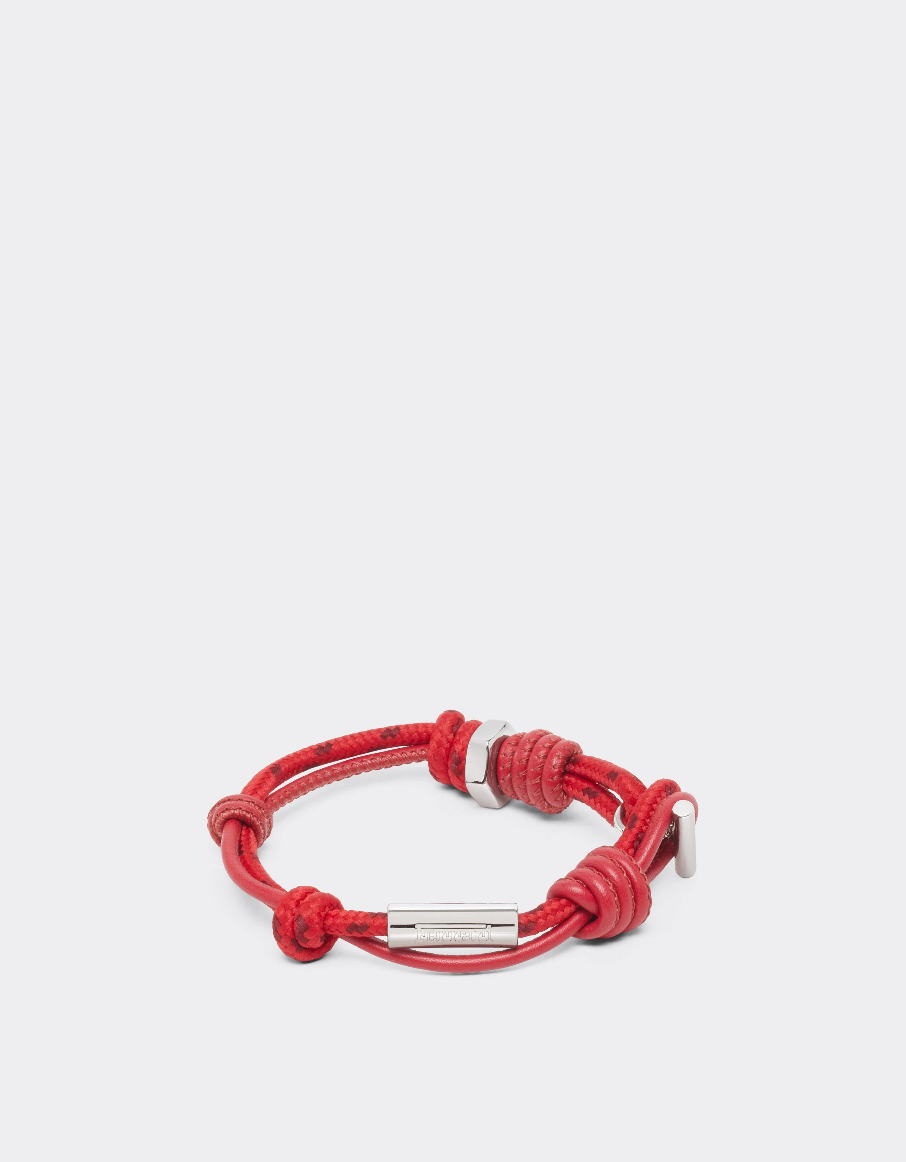Knotted leather and cord bracelet - 1
