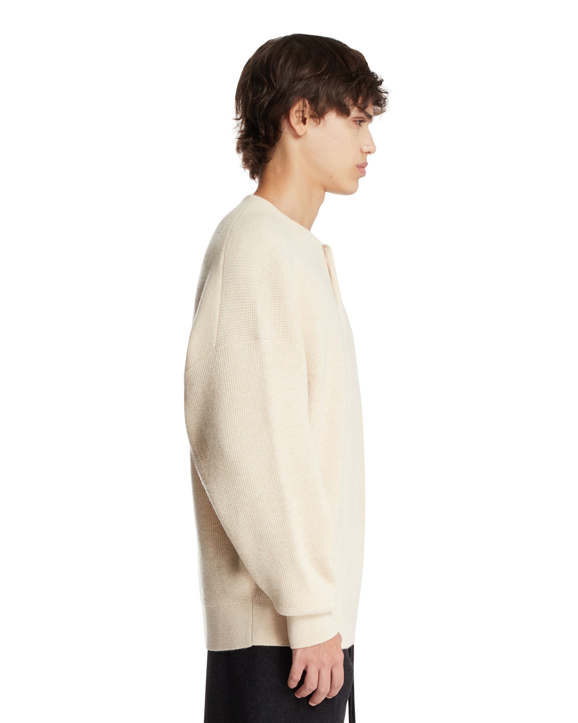 Beige Wool Henley Sweater - 5
