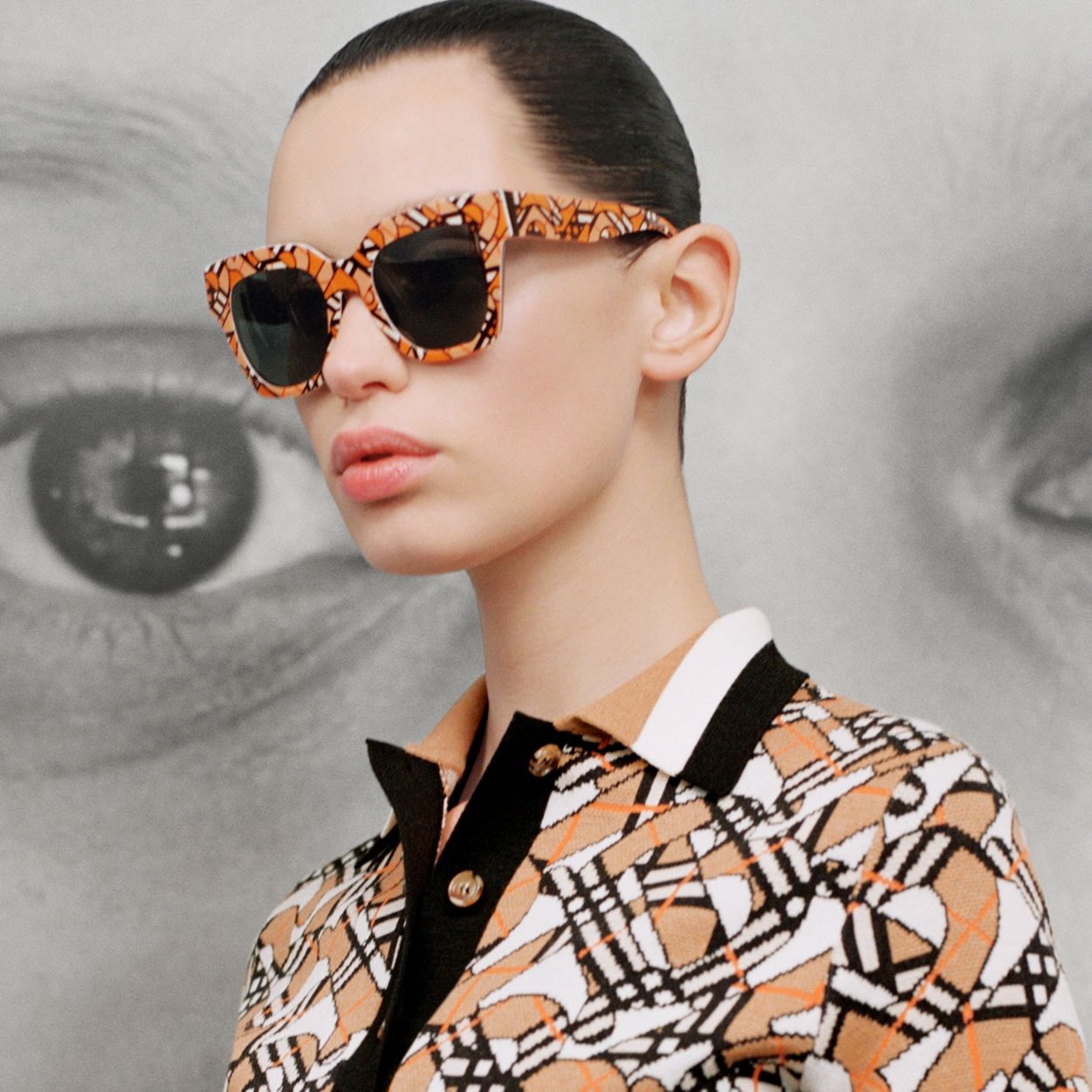 Monogram Print Square Frame Sunglasses - 2