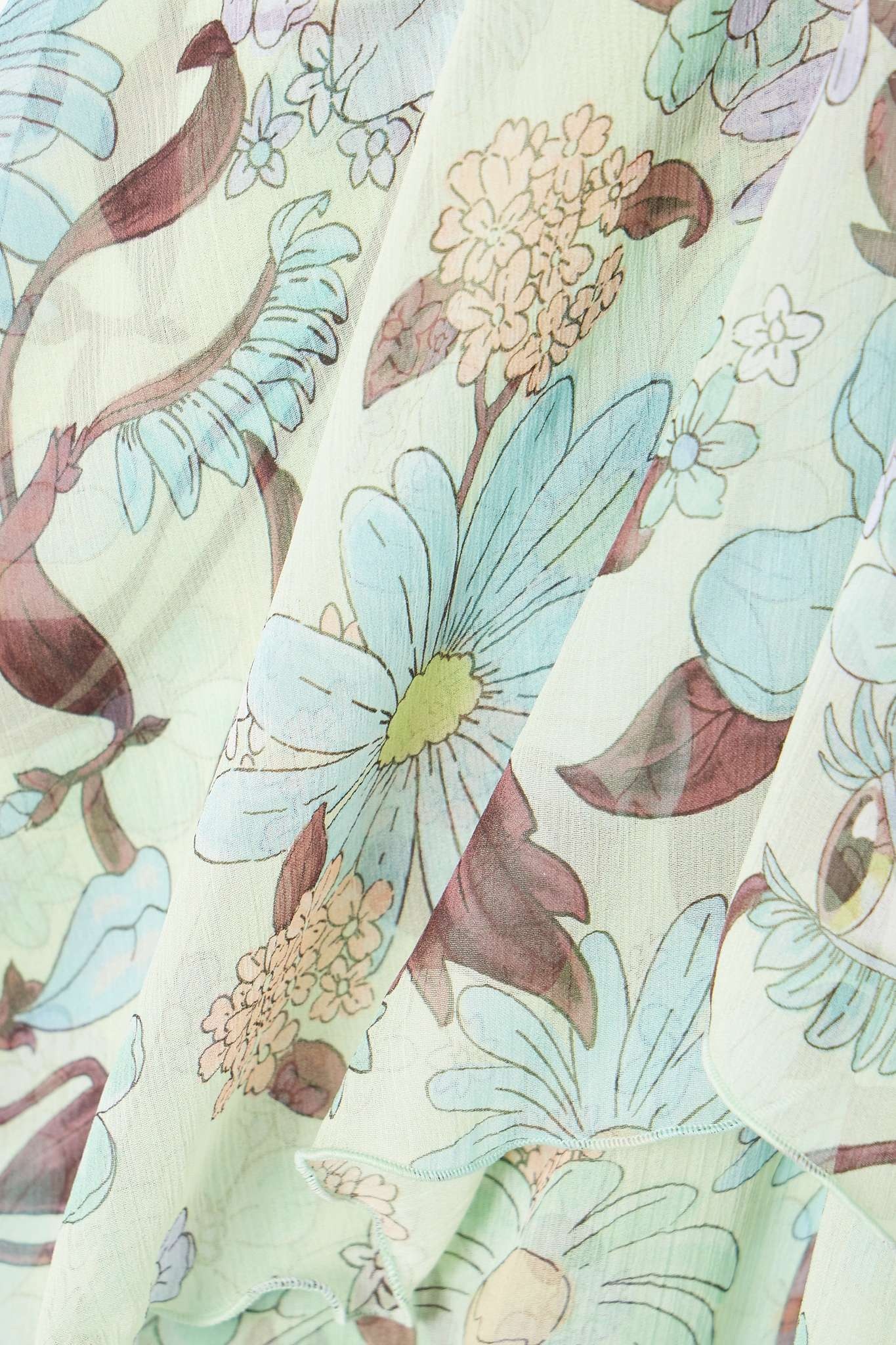 Ruffled floral-print halterneck silk-chiffon mini dress - 4