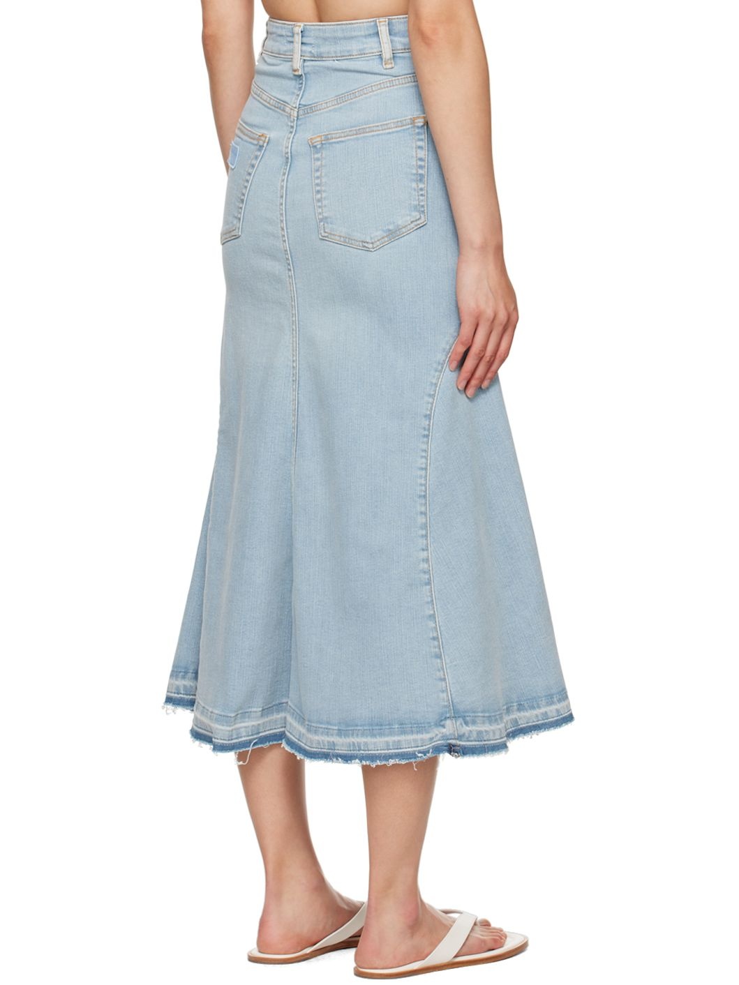Blue Gusset Denim Midi Skirt - 3
