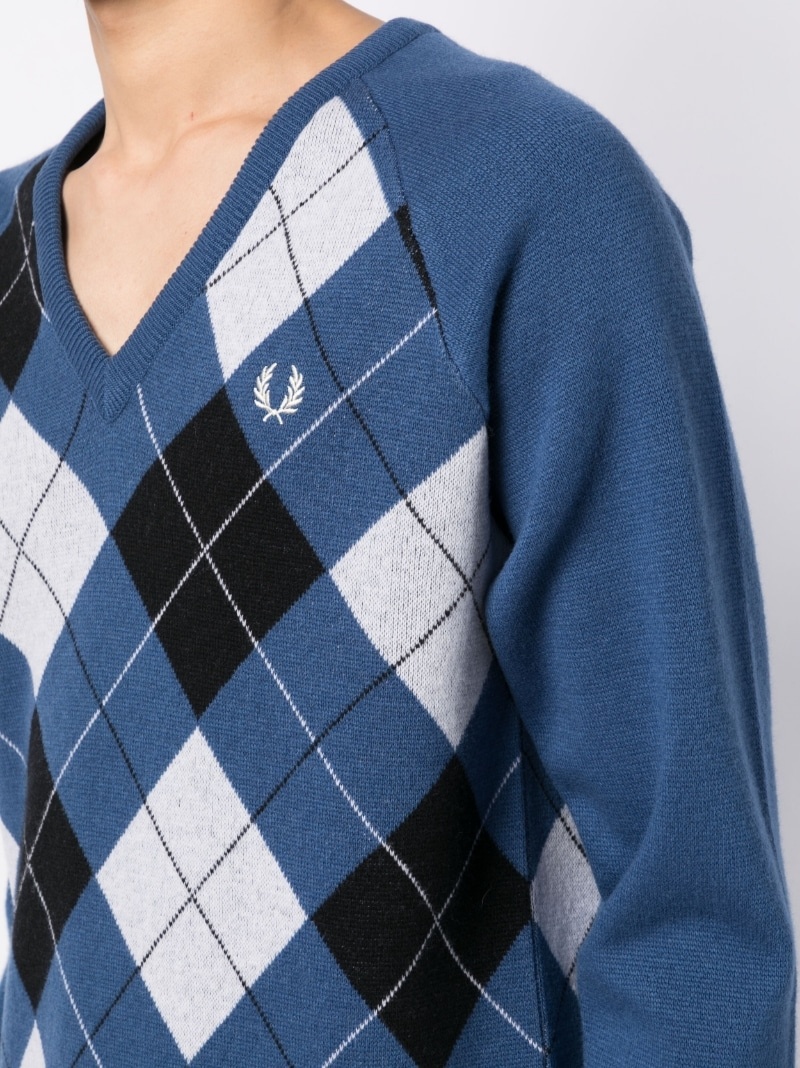 embroidered logo checked jumper - 5