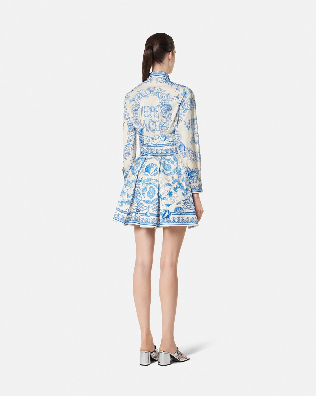 Underwater Barocco Flared Mini Shirt Dress - 4