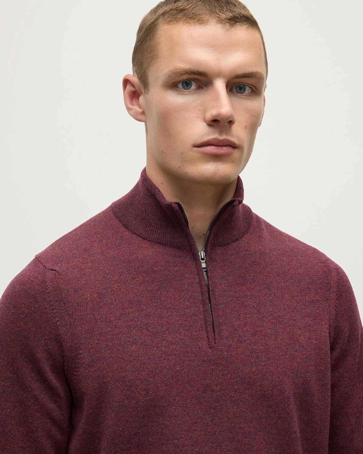 Classic Cashmere Purple Zip Neck Jumper - 5
