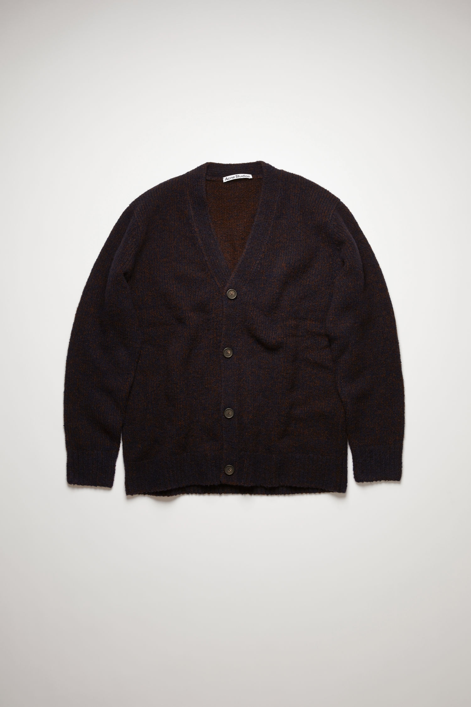 Melange v-neck cardigan navy/brown - 1