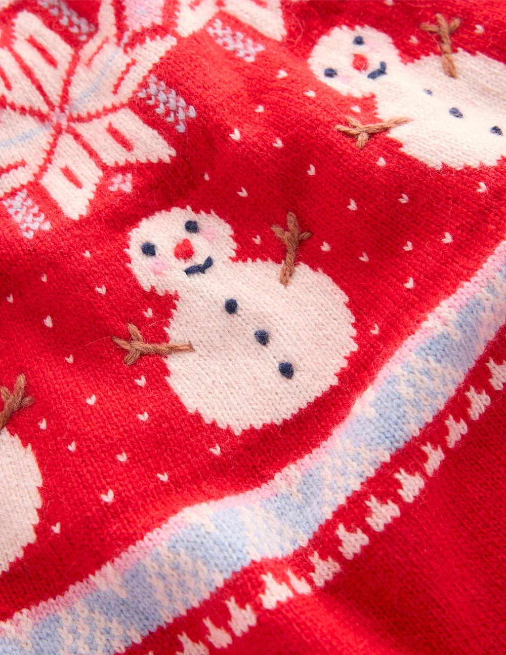 Edie Fair Isle Sweater-Red, Snowman - 1