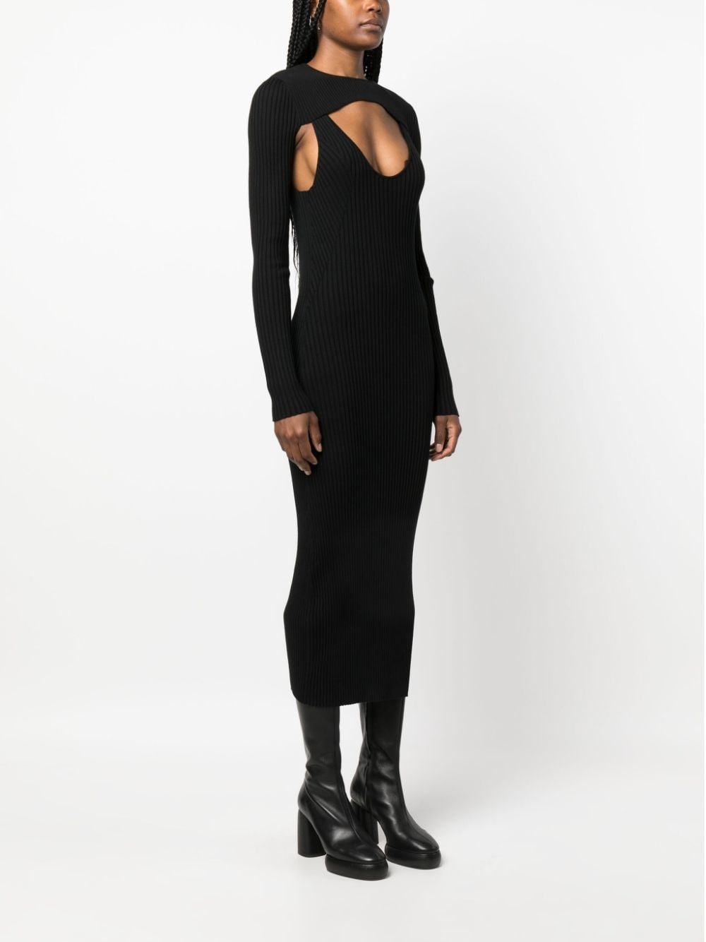 x Simkhai contoured ribbed-knit midi dress - 3