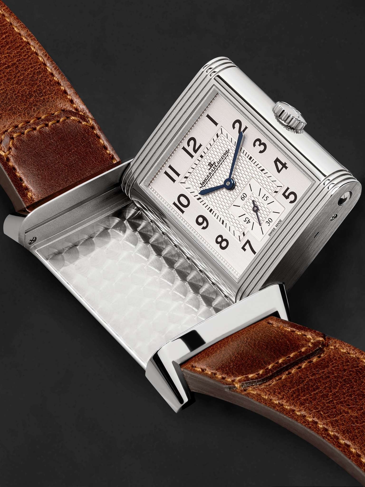 Reverso Classic Large 27mm Stainless Steel and Leather Watch - 3