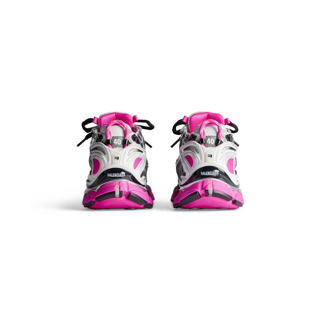 Women's Runner Sneaker in Silver/black/neon-pink - 5