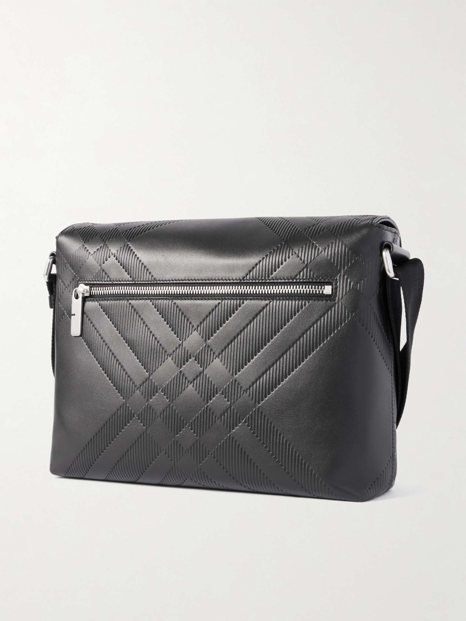 Embossed Leather Messenger Bag - 4