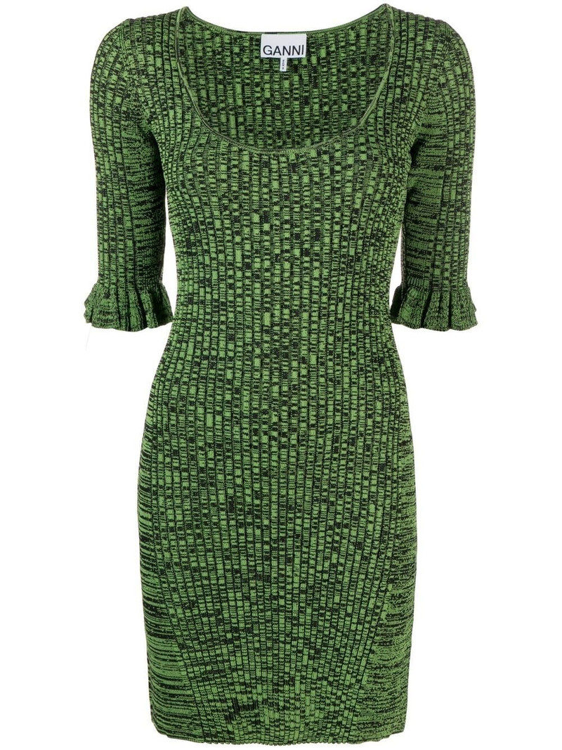 flounce-sleeve mélange mini dress 1