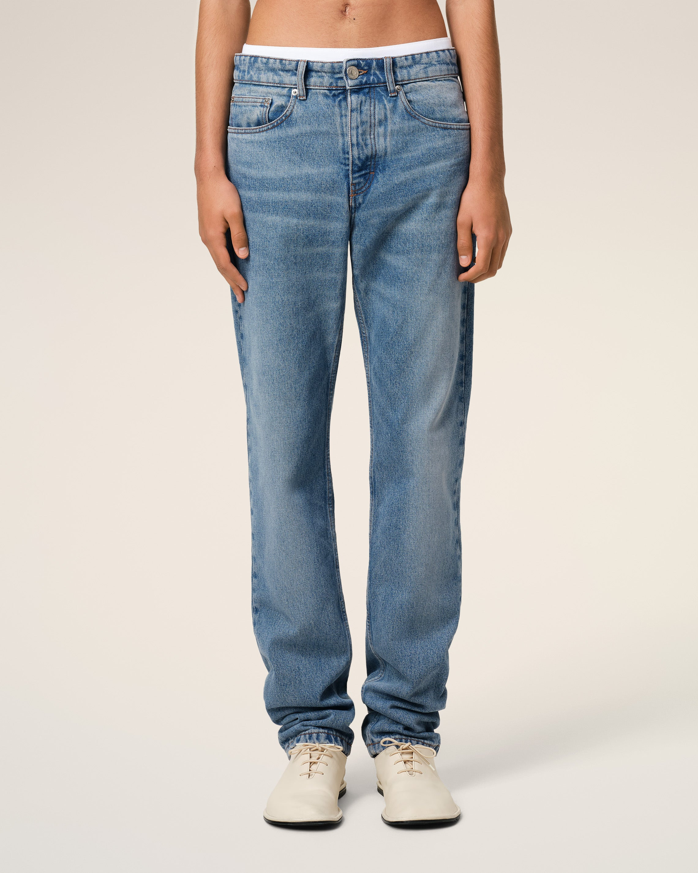 BLUE COTTON CLASSIC FIT JEANS - 4