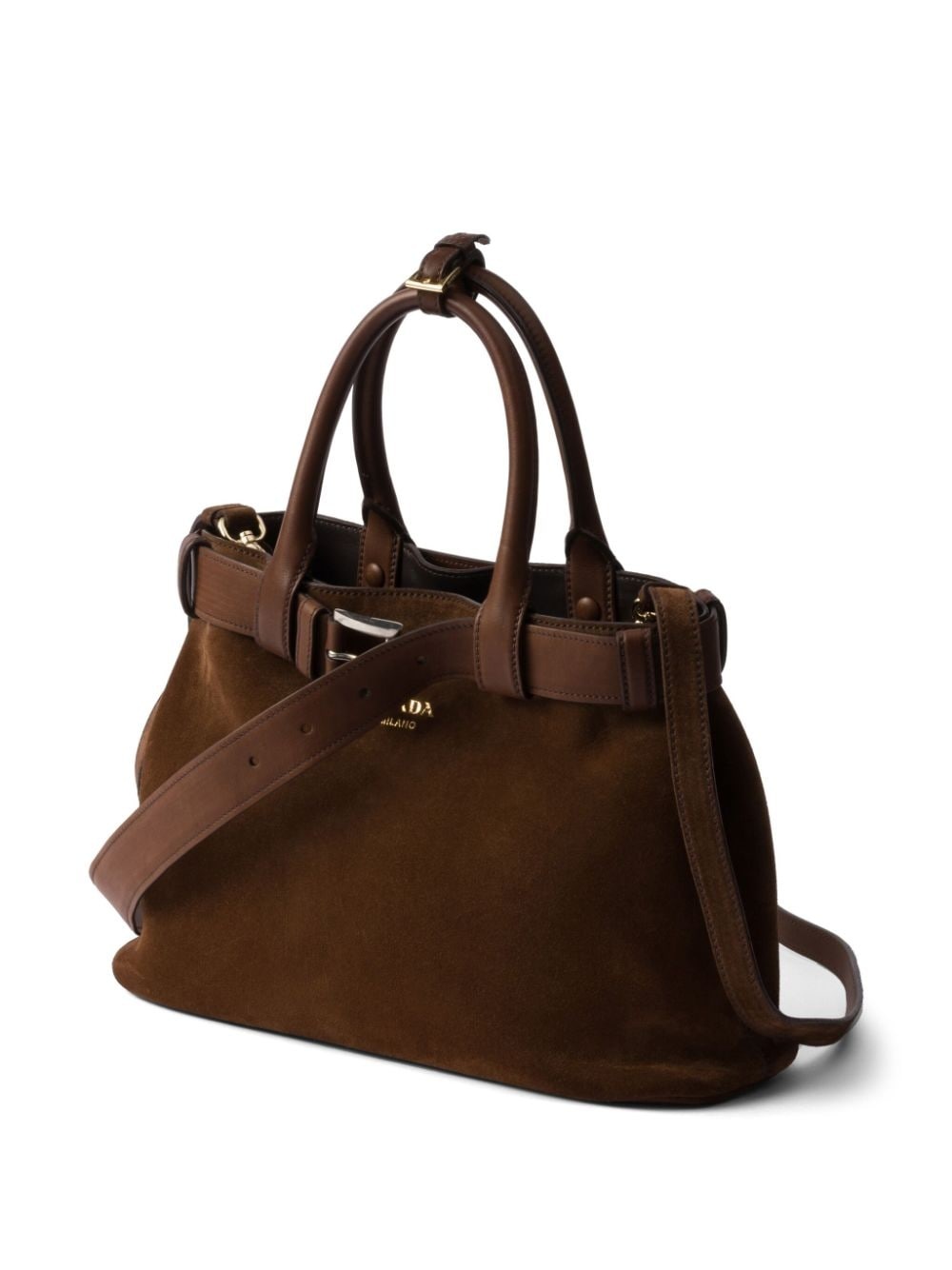 medium Buckle belt-detail suede bag - 3