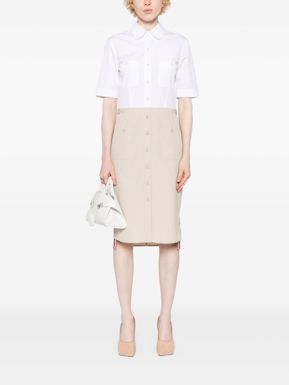 colour-block button-up shirtdress - 2