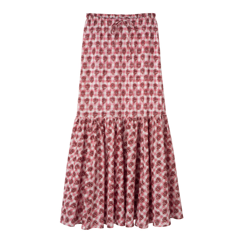 Long skirt Blush - Vichy print veil 1