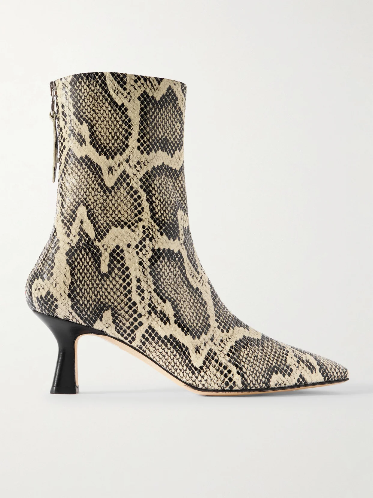 Elina Snake-effect Leather Ankle Boots - 1