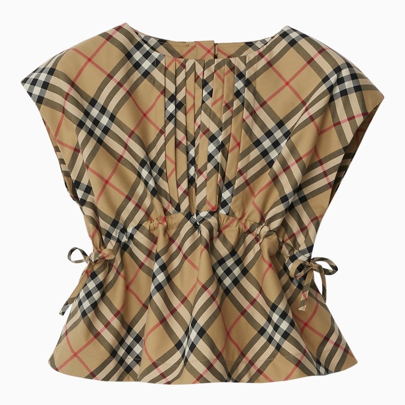 Beige cotton check top - 1