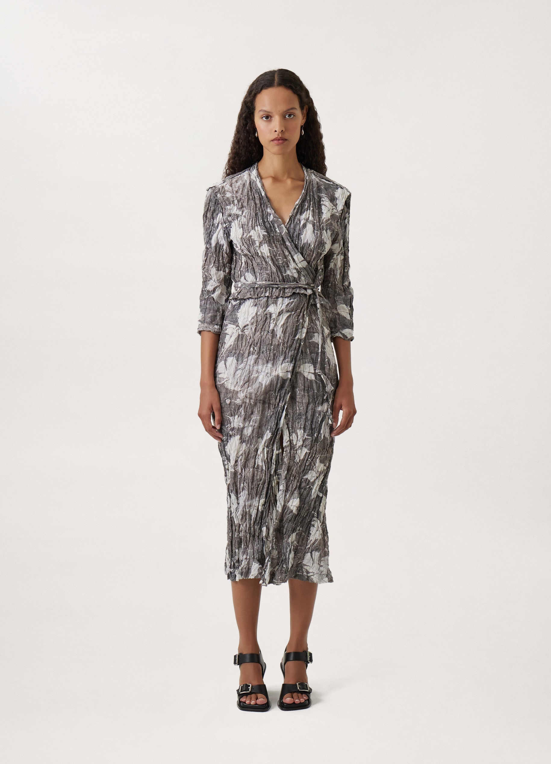 CRINKLED WRAP OVER DRESS - 2