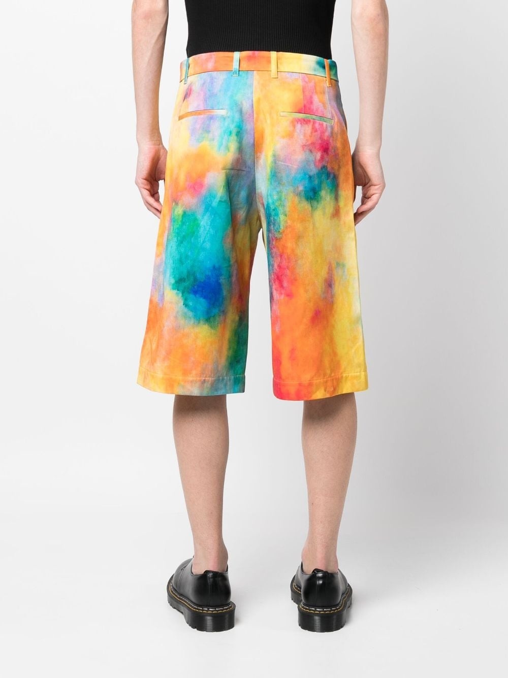tie-dye-print pleated wide-leg shorts - 4