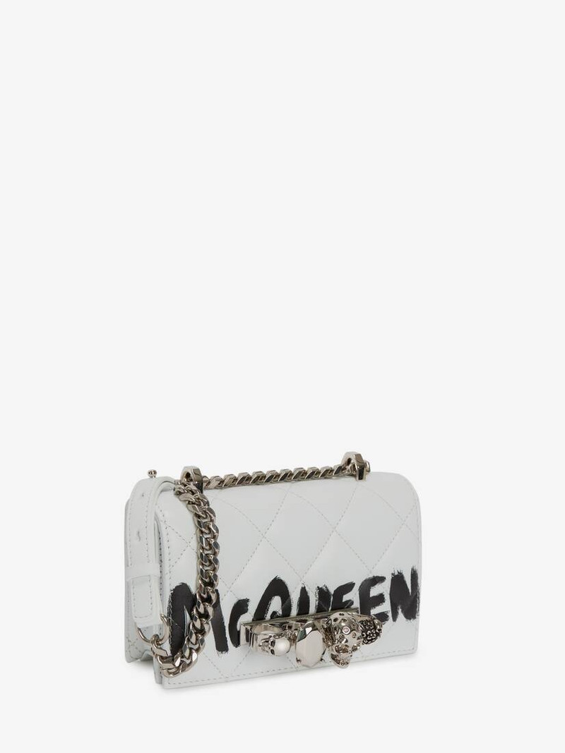 Alexander McQueen Mini Jewelled Satchel in White/black outlook