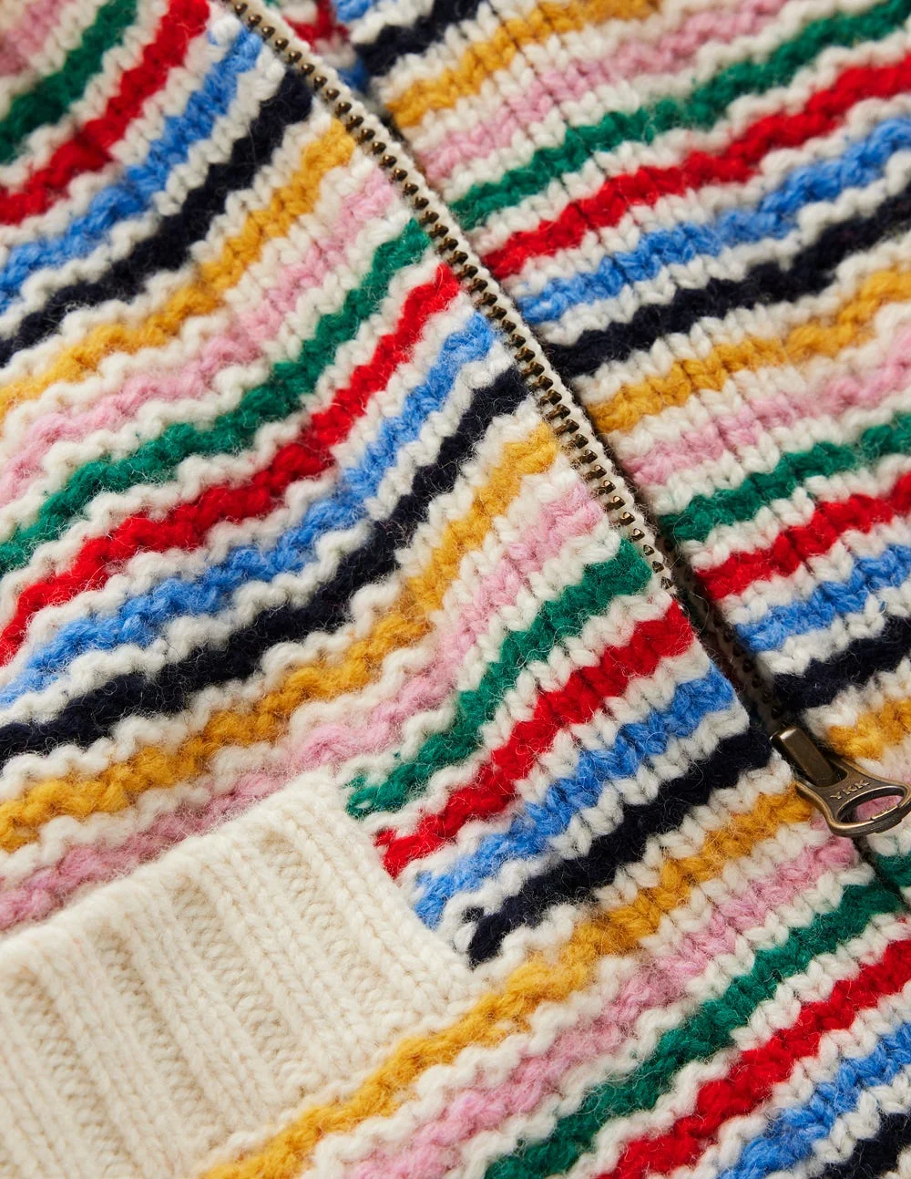 Maya Zip Up Jacket-Ivory, Rainbow - 1