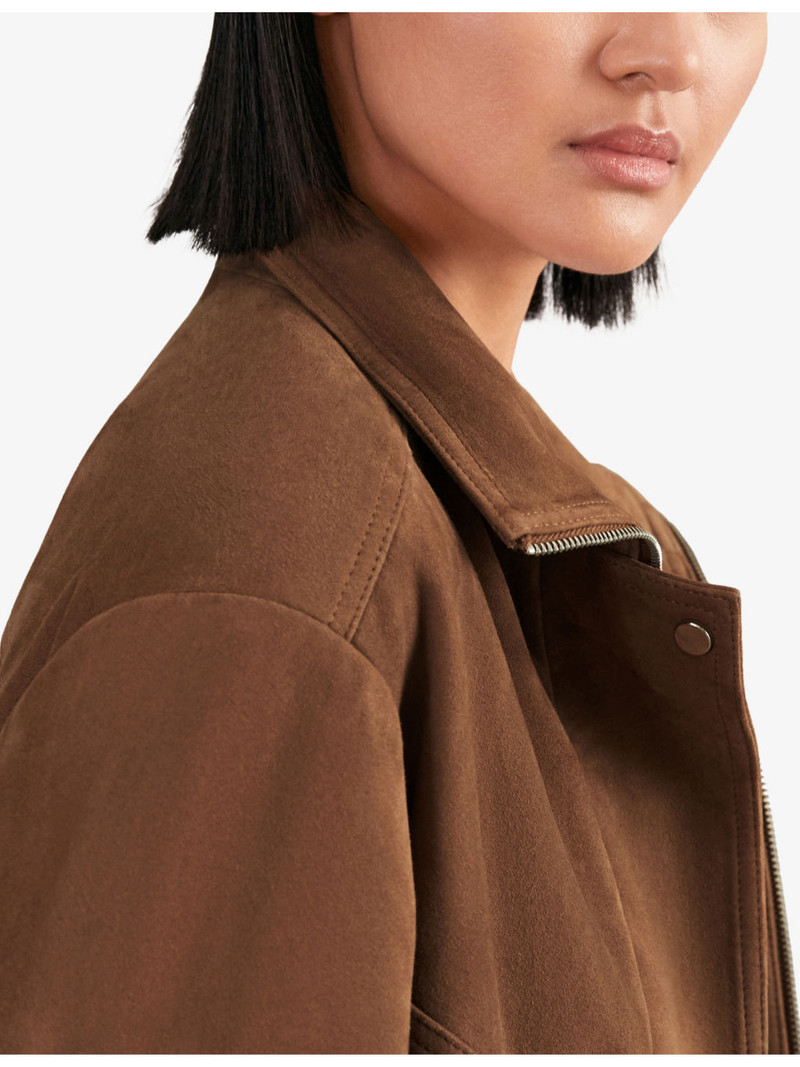 Kiara Funnel-Neck Suede Bomber Jacket 5