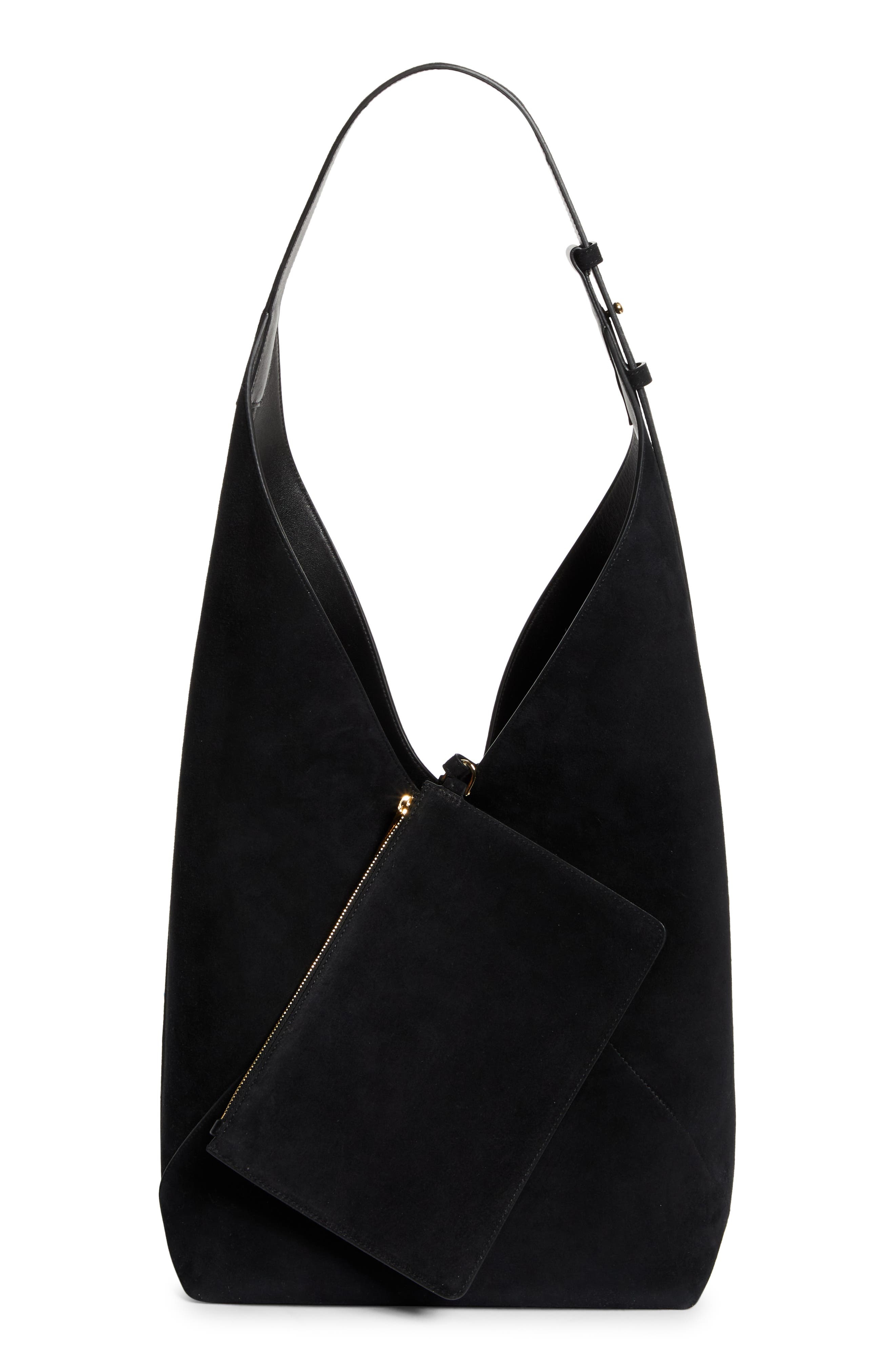 FERRAGAMO Origami Suede Hobo Bag in Nero at Nordstrom - 4