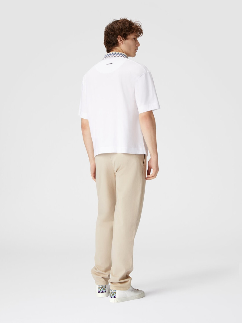 Cotton jersey polo shirt with chevron knit inserts 3