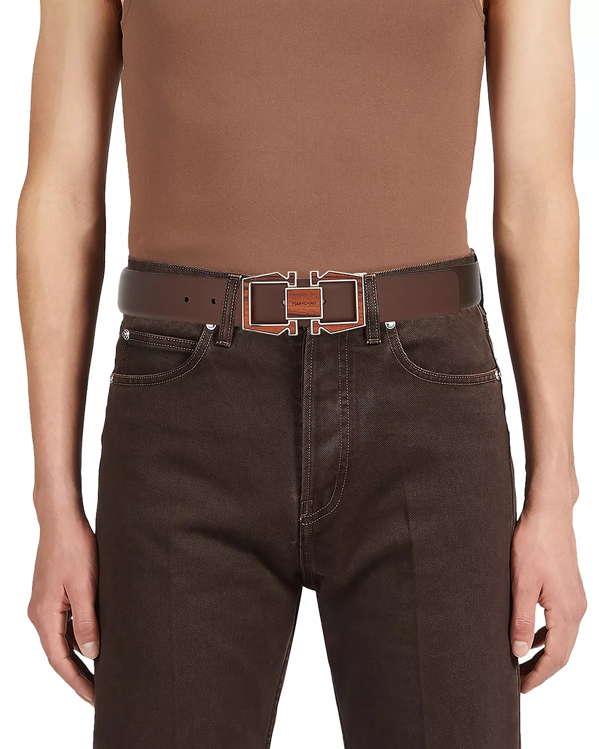Men's Double Gancini Reversible Leather Belt - 2