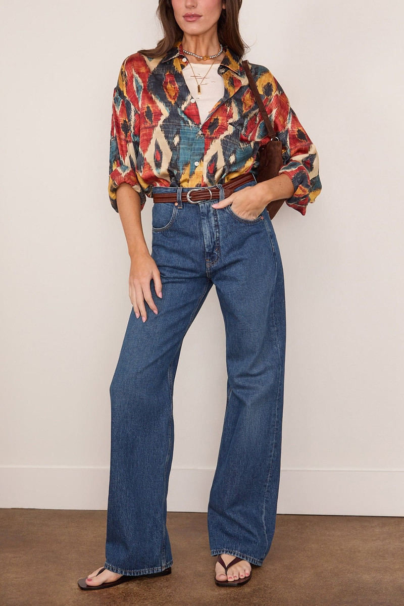 R13 Drop Neck Shirt in Red Multicolor outlook