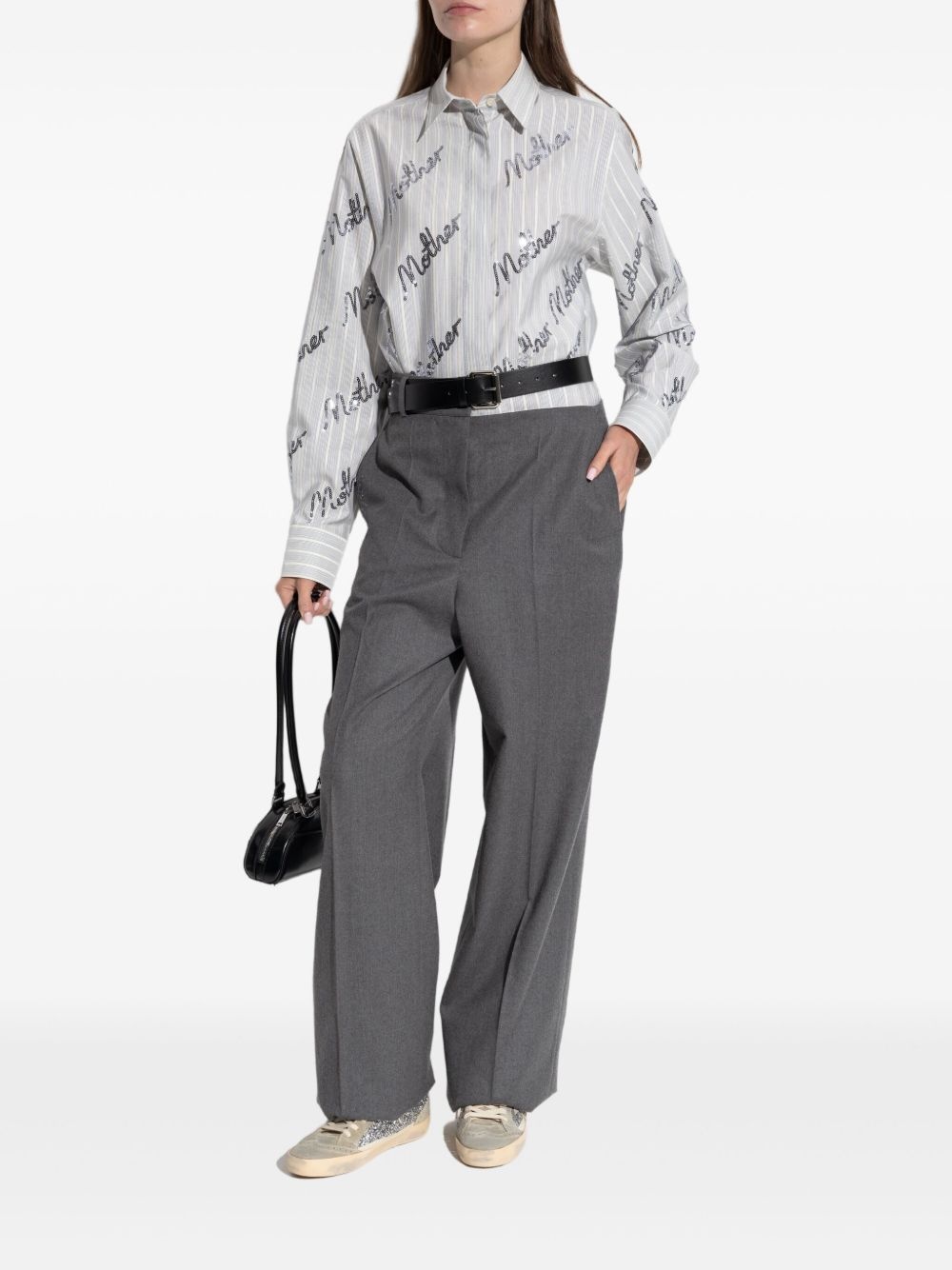 sequin-embellished striped shirt - 2