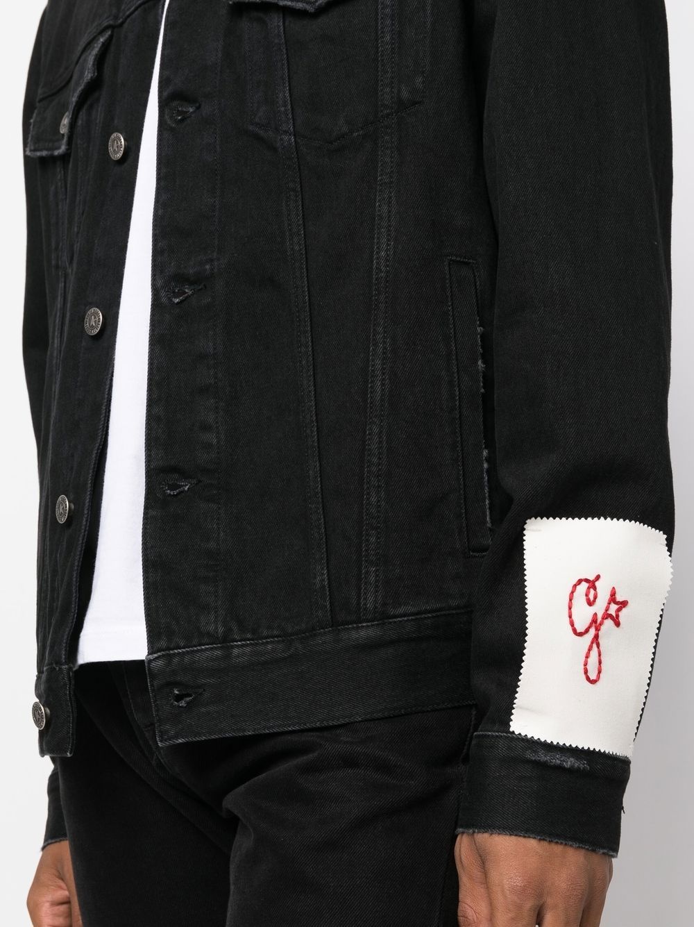 logo-patch denim jacket - 5