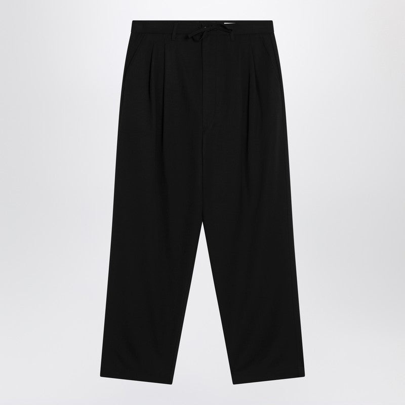 LEMAIRE Black drawstring pants in wool blend - 1