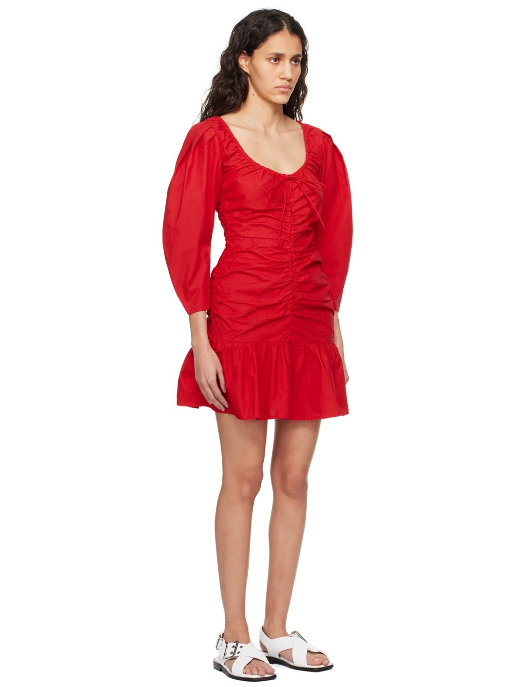 Red Gathered Minidress - 2