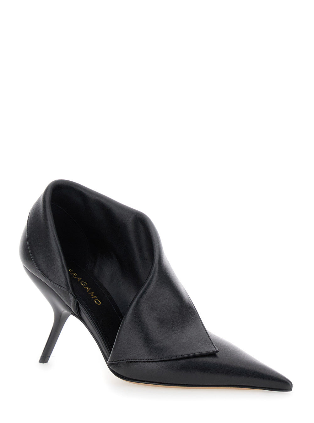 Ferragamo Women Black Pumps With Pointed Design And Side Opening Detail In Leather Woman - 2