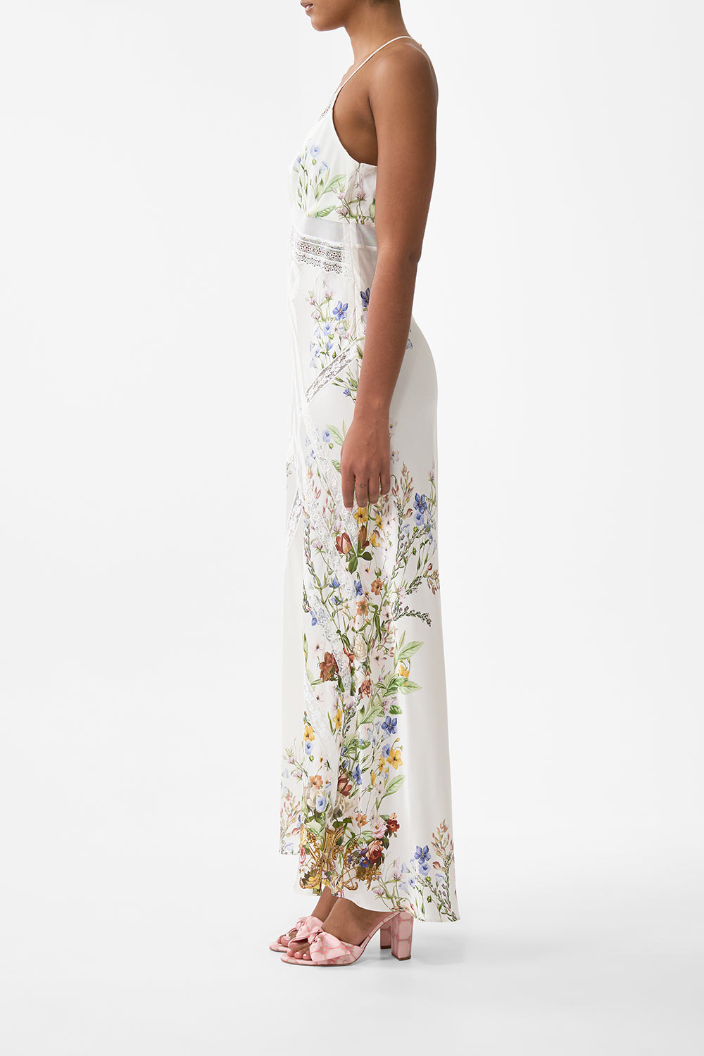 LACE SPLICE BIAS LONG DRESS - 4
