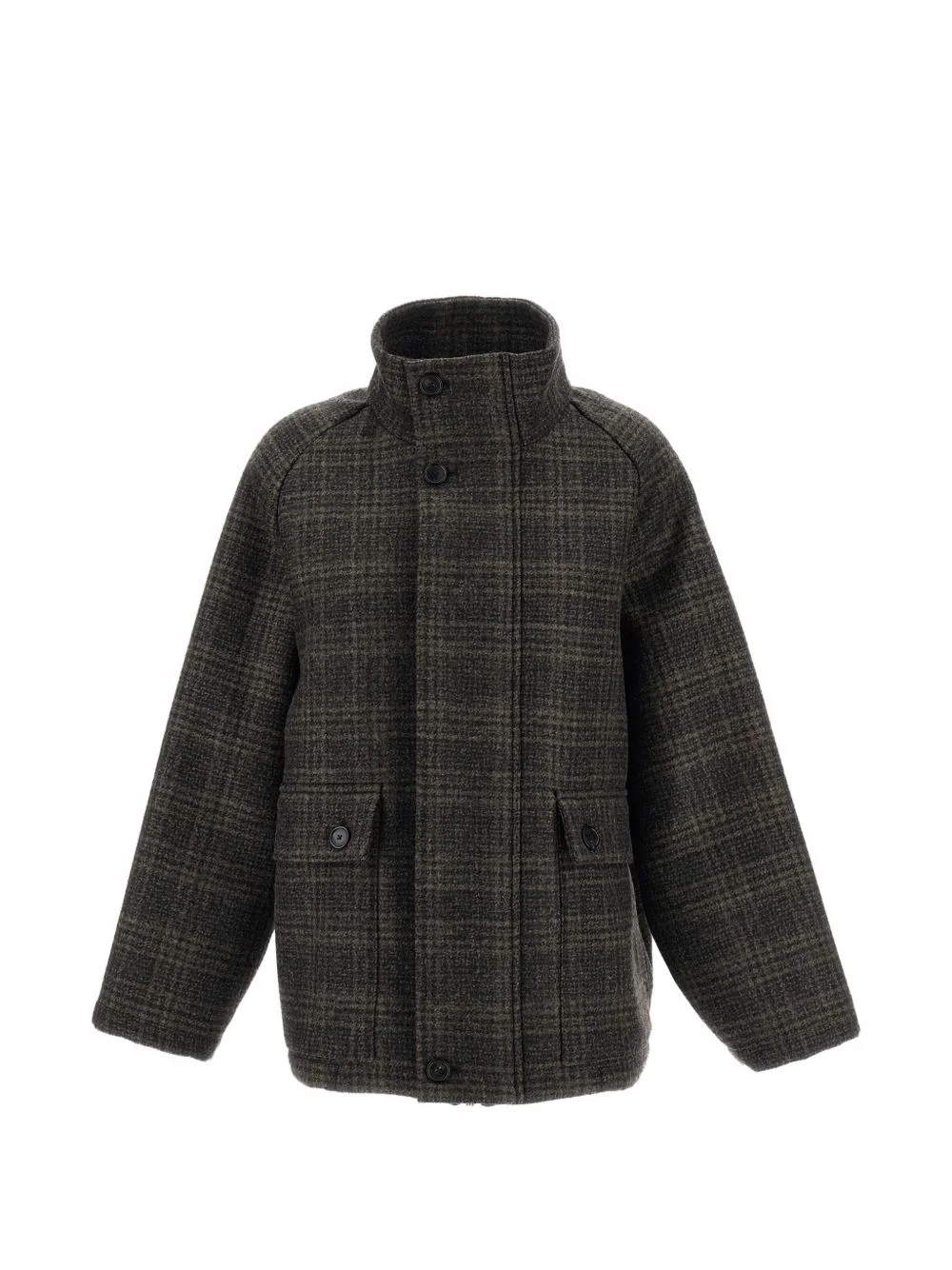 checked wool-blend coat - 1