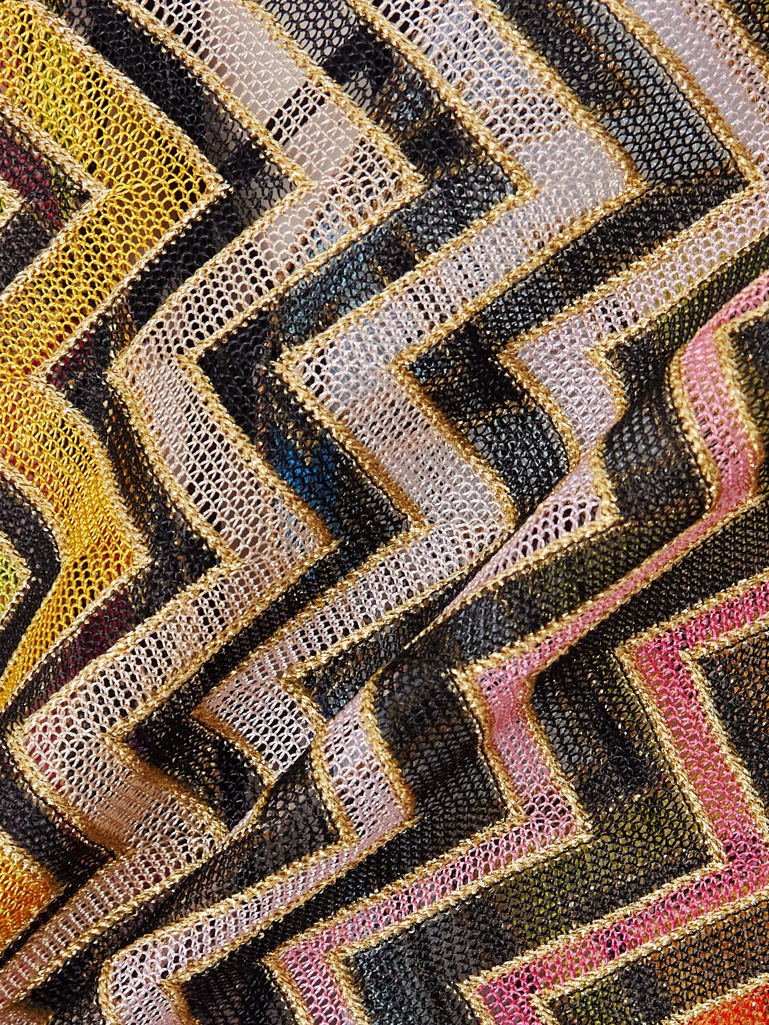 Striped metallic crochet-knit kaftan Multi - 4